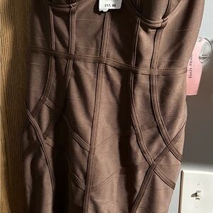 Haute Monde Brown Midi Dress